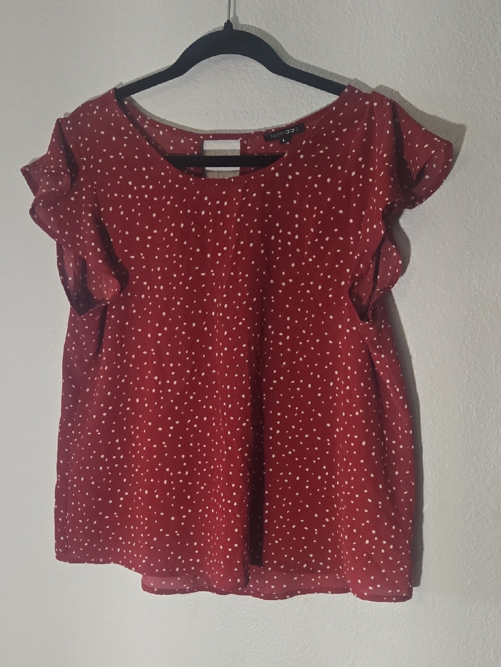 Papermoon Red Polka Dot Ruffle Sleeve Blouse